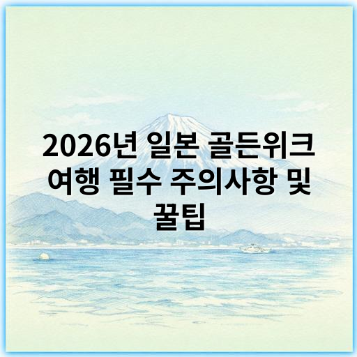 2026년 일본 골든위크 여행 필수 주의사항 및 꿀팁 - 경험자 안전