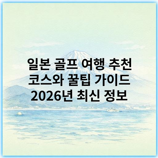 일본 골프 여행 추천 코스와 꿀팁 가이드 2026년 최신 정보 - 일본 골프 여행에서 가장 중요한 핵심 키워드는 **"코스 품질"**입니다.
