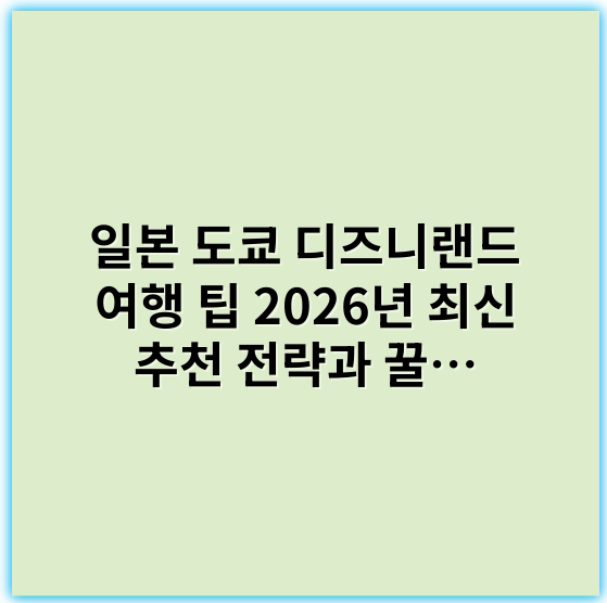일본 도쿄 디즈니랜드 여행 팁 2026년 최신 추천 전략과 꿀팁 - 절경