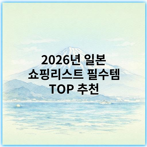 2026년 일본 쇼핑리스트 필수템 TOP 추천, 구매 가이드 - 쇼핑리스트