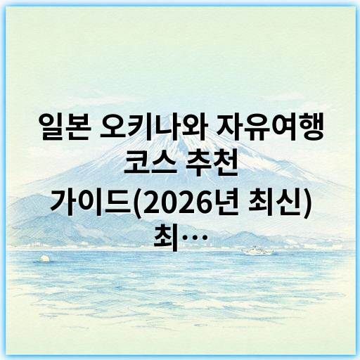 일본 오키나와 자유여행 코스 추천 가이드(2026년 최신) 최고의 여행 루트 정복! - 오키나와 자유여행 핵심 키워드: "문화와 자연의 조화"