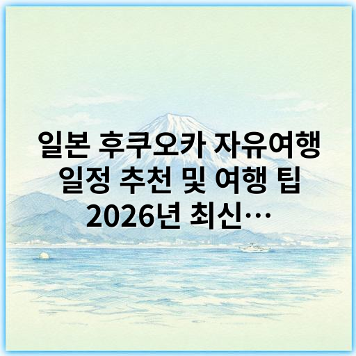 일본 후쿠오카 자유여행 일정 추천 및 여행 팁 2026년 최신 가이드 - 후쿠오카 여행의 핵심 키워드: **맛집**