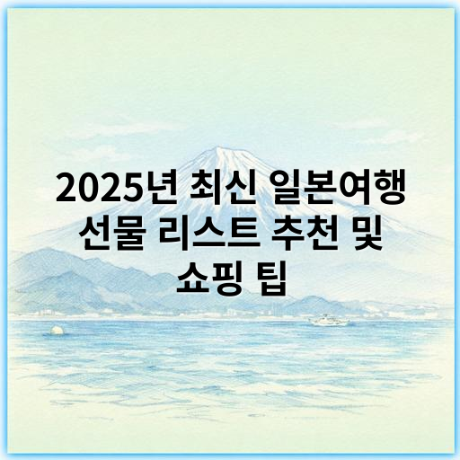 2025년 최신 일본여행 선물 리스트 추천 및 쇼핑 팁 - 선물리스트