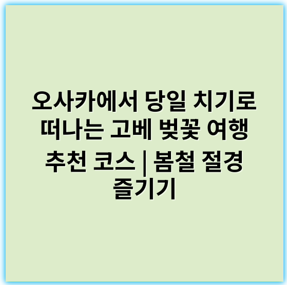 오사카에서 당일 치기로 떠나는 고베 벚꽃 여행 추천 코스 | 봄철 절경 즐기기 - 핵심 키워드: 벚꽃