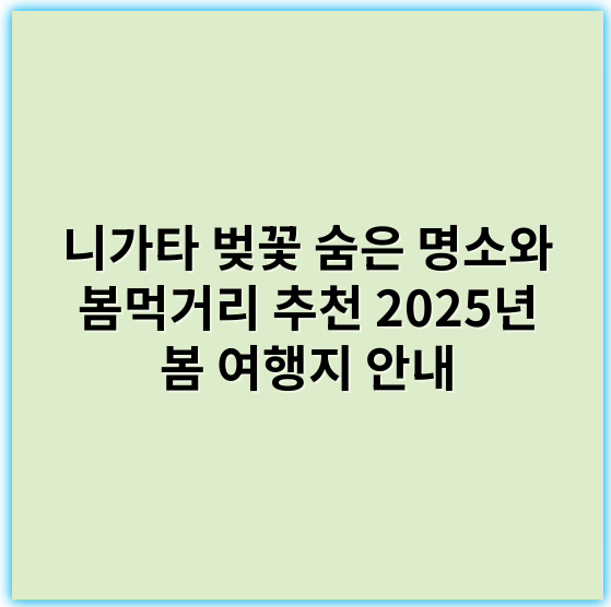 니가타 벚꽃 숨은 명소와 봄먹거리 추천 2025년 봄 여행지 안내 - 핵심 키워드: 벚꽃 명소