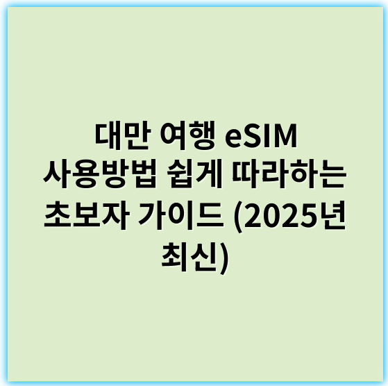 대만 여행 eSIM 사용방법 쉽게 따라하는 초보자 가이드 (2025년 최신) - 대만 여행 esim 사용법