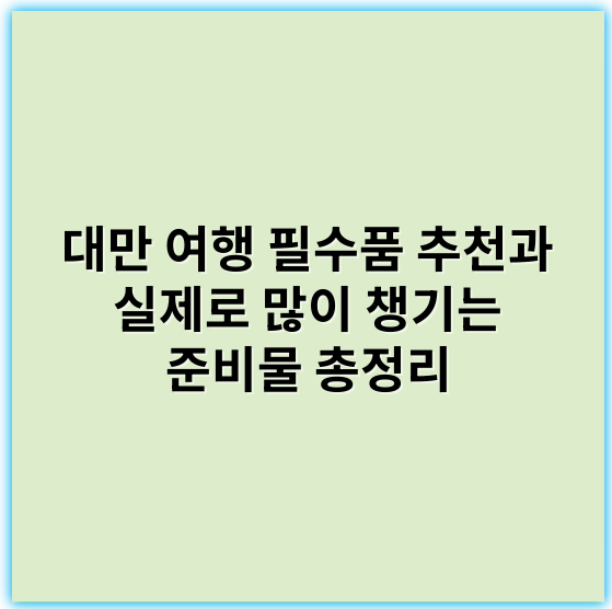 대만 여행 필수품 추천과 실제로 많이 챙기는 준비물 총정리 - 필수품