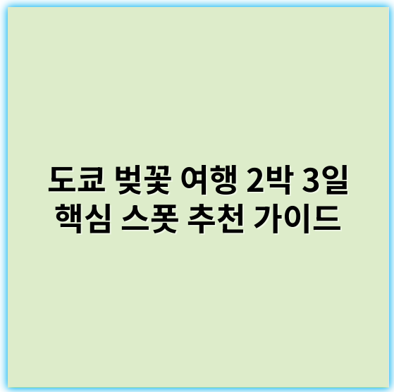 도쿄 벚꽃 여행 2박 3일 핵심 스폿 추천 가이드 - 벚꽃