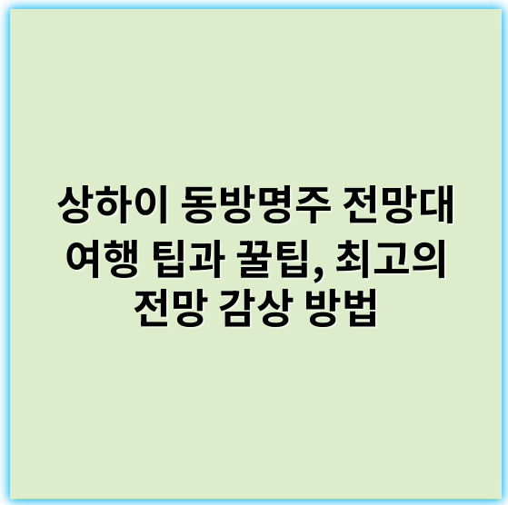 상하이 동방명주 전망대 여행 팁과 꿀팁, 최고의 전망 감상 방법 - 전망대