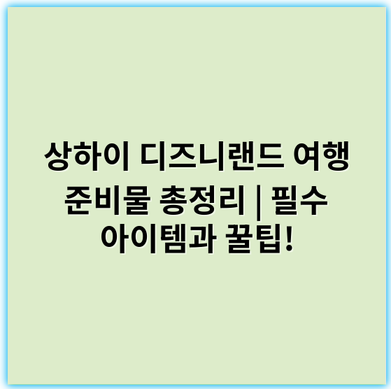 상하이 디즈니랜드 여행 준비물 총정리 | 필수 아이템과 꿀팁! - 준비물