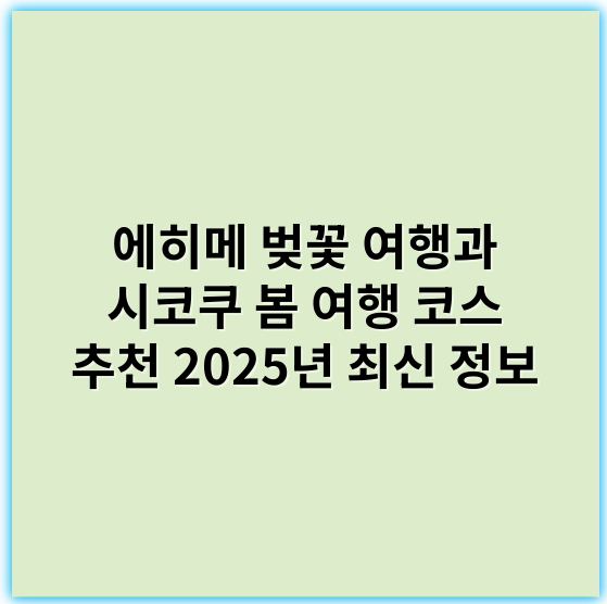 에히메 벚꽃 여행과 시코쿠 봄 여행 코스 추천 2025년 최신 정보 - "벚꽃"