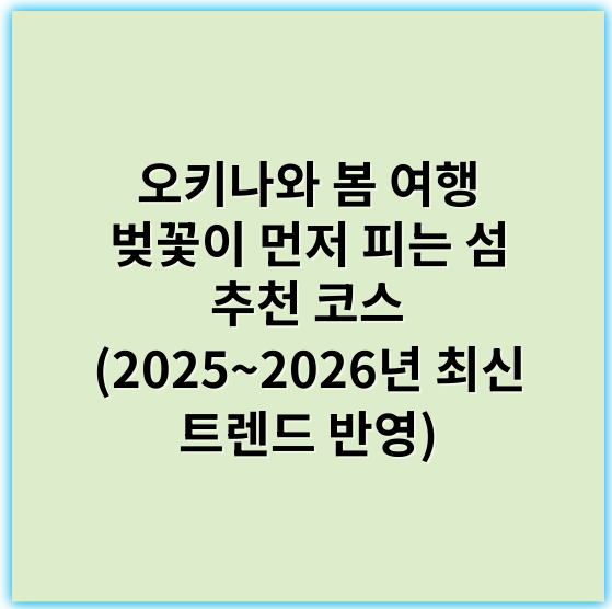 오키나와 봄 여행 벚꽃이 먼저 피는 섬 추천 코스 (2025~2026년 최신 트렌드 반영) - 벚꽃