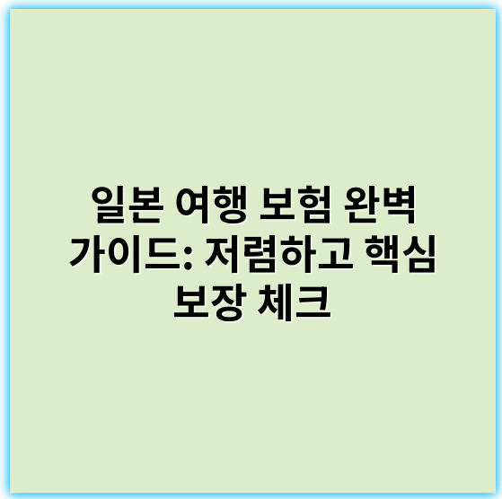일본 여행 보험 완벽 가이드: 저렴하고 핵심 보장 체크 - 보장범위