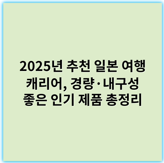 2025년 추천 일본 여행 캐리어, 경량·내구성 좋은 인기 제품 총정리 - 수화물(또는 수하물)