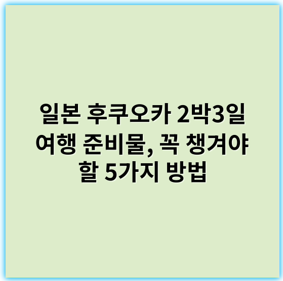일본 후쿠오카 2박3일 여행 준비물, 꼭 챙겨야 할 5가지 방법 - 준비물