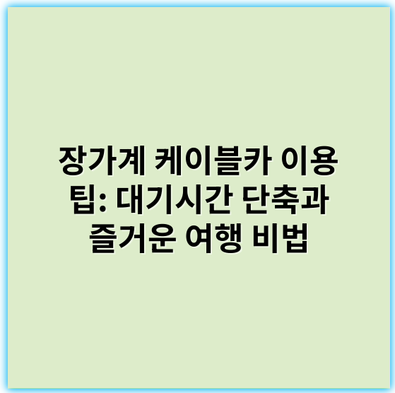 장가계 케이블카 이용 팁: 대기시간 단축과 즐거운 여행 비법 - 케이블카 이용 팁에서 가장 중요한 핵심 키워드는 **"예약"**입니다.