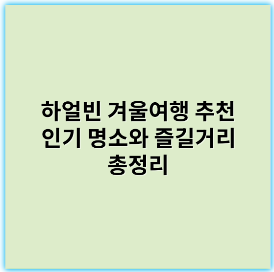 하얼빈 겨울여행 추천 인기 명소와 즐길거리 총정리 - 핵심 키워드: **눈구경**