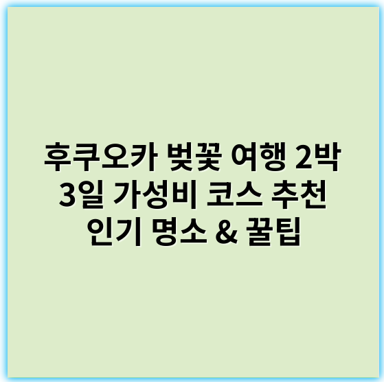 후쿠오카 벚꽃 여행 2박 3일 가성비 코스 추천 인기 명소 & 꿀팁 - 코스