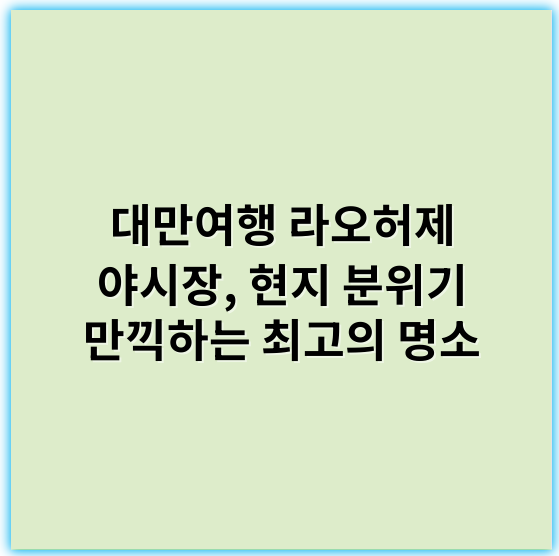 대만여행 라오허제 야시장, 현지 분위기 만끽하는 최고의 명소 - 야시장