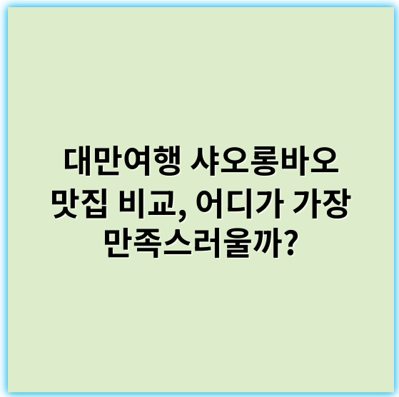 대만여행 샤오롱바오 맛집 비교, 어디가 가장 만족스러울까? - 샤오롱바오 맛집