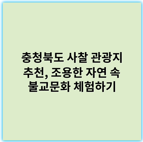 충청북도 사찰 관광지 추천, 조용한 자연 속 불교문화 체험하기 - 충청북도 사찰 관광지의 핵심 키워드: **불교문화**